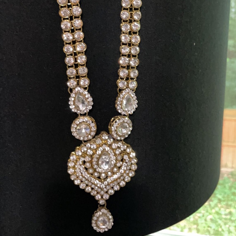 Long kundan Indian Pakistani bridal necklace set